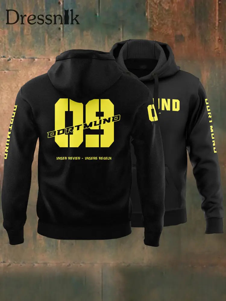 Herren-Sweatshirt mit Kapuze Dortmund Schwarz / S