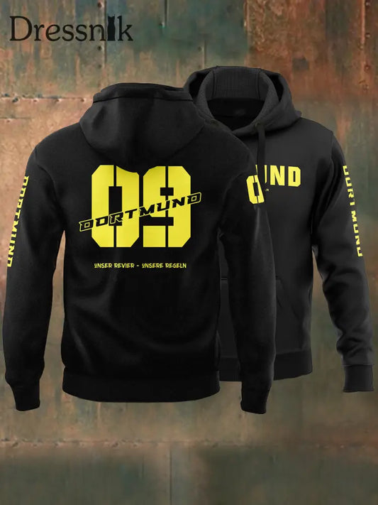 Herren-Sweatshirt mit Kapuze Dortmund Schwarz / S