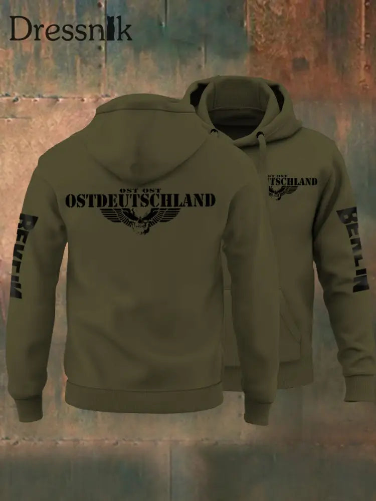 Herren-Sweatshirt mit Kapuze Ost deutschland Armee grün / S
