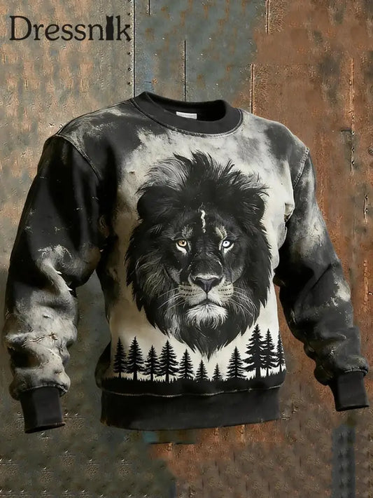 Herren-Sweatshirt mit Löwen-Rundhals ausschnitt als bild / S
