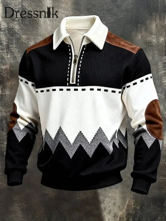 Herren-Sweatshirt mit Reiß verschluss aus Retro-Farb block als bild / S