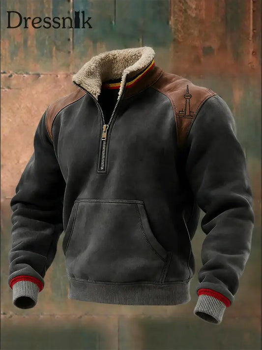 Herren-Sweatshirt mit Reiß verschluss grau Berliner Fernsehturm mehrfarbig / S