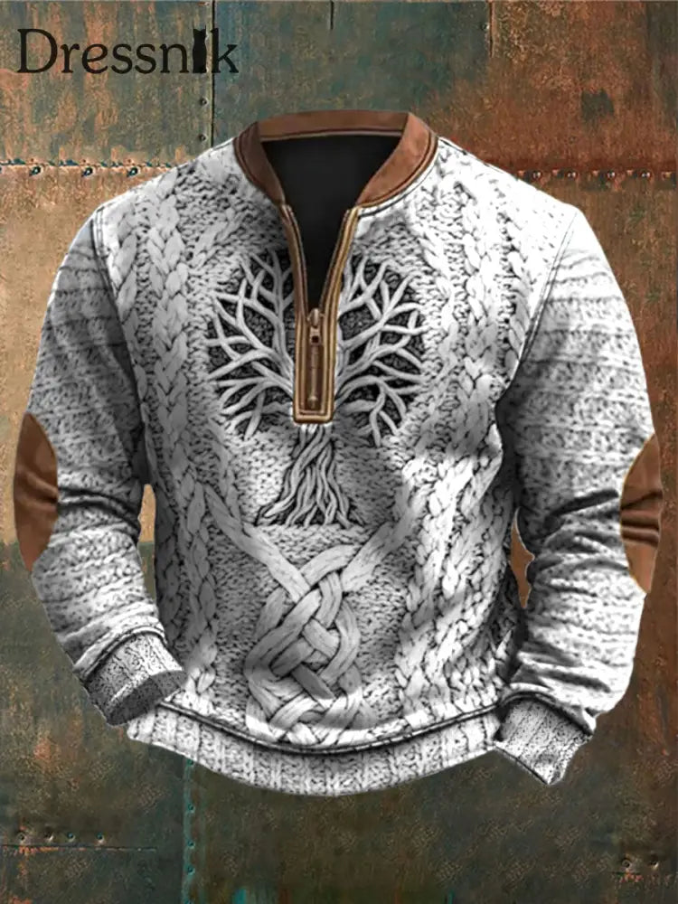 Herren Sweatshirt mit Viking-Pullover-Print Cremig-Weiß / S