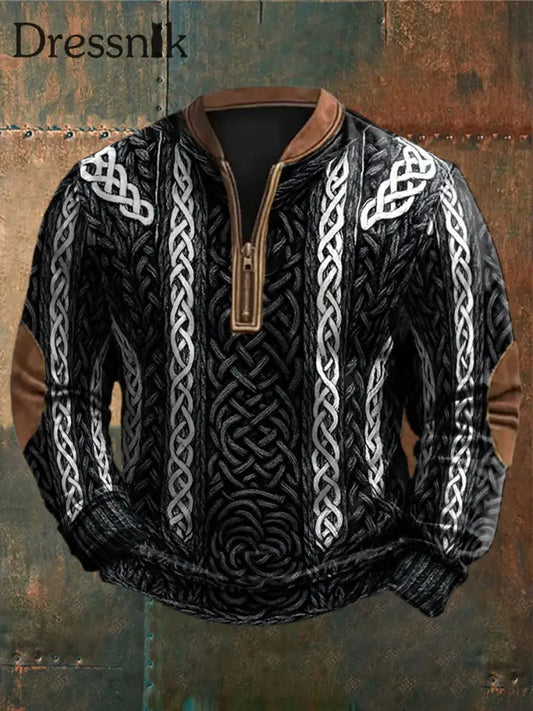 Herren Sweatshirt mit Viking-Pullover-Print Schwarz / S