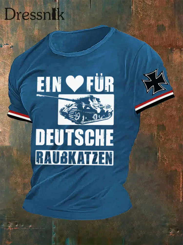 Herren T-Shirt Ein Herz für deutsche Raubkatzen Herren Blau / S