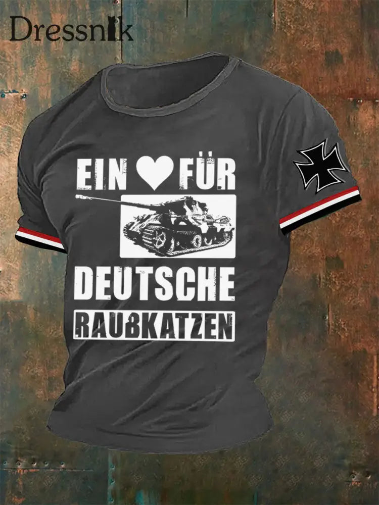 Herren T-Shirt Ein Herz für deutsche Raubkatzen Herren Grau / S