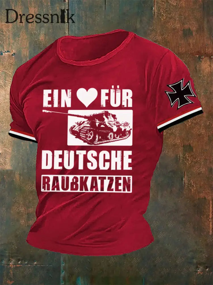 Herren T-Shirt Ein Herz für deutsche Raubkatzen Herren Rot / S