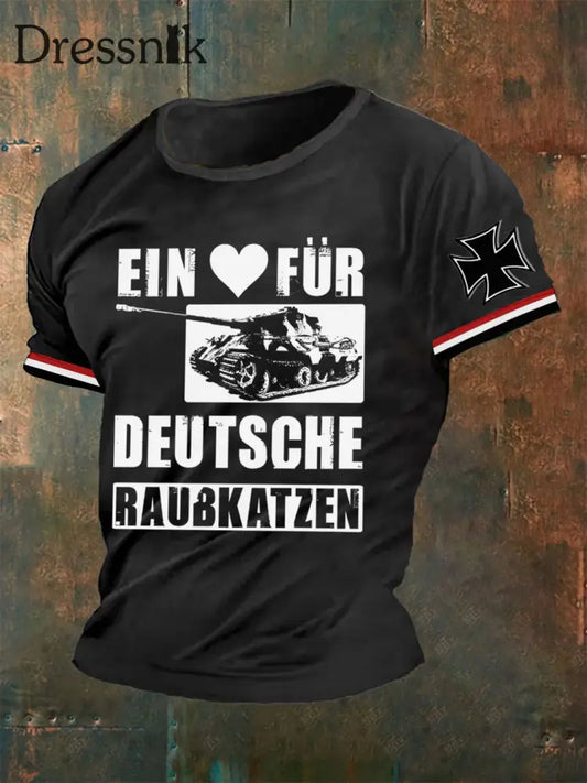 Herren T-Shirt Ein Herz für deutsche Raubkatzen Herren Schwarz / S