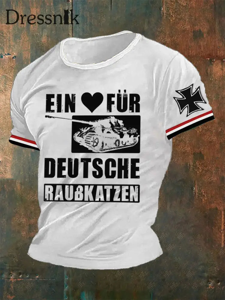 Herren T-Shirt Ein Herz für deutsche Raubkatzen Herren Weiß / S