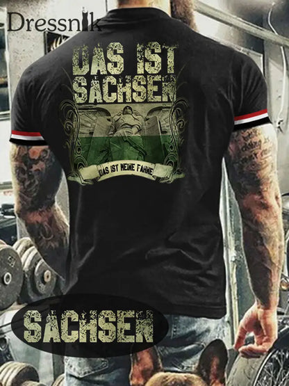 Herren T-Shirt Meine Fahne Sachsen Schwarz / S