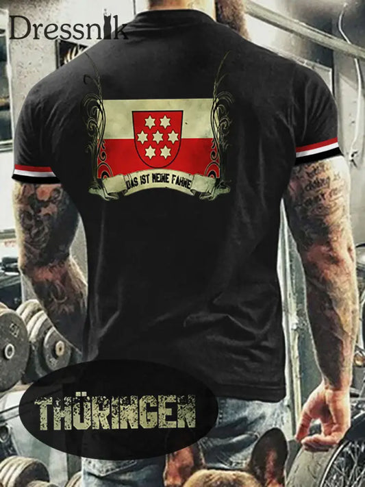 Herren T-Shirt Meine Fahne Thü ringen Schwarz / S
