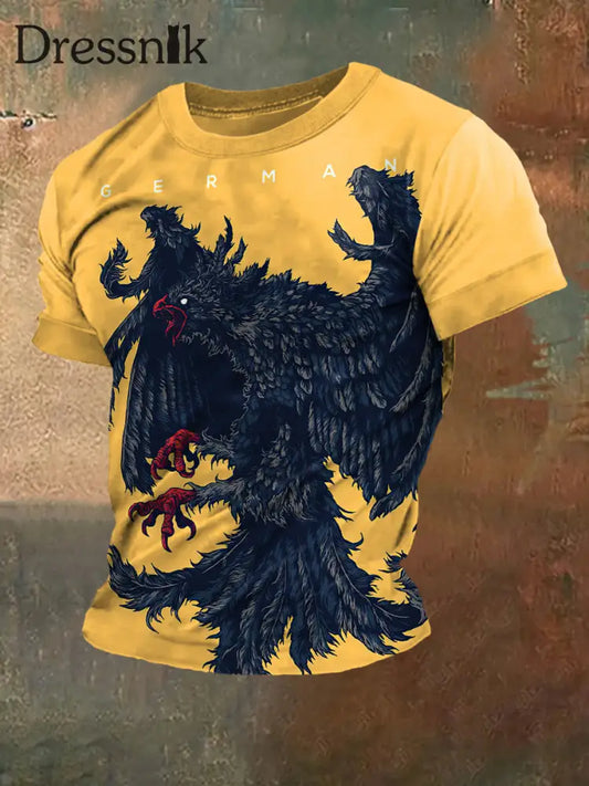 Herren T-Shirt mit deutschem Druck in Vintage-Mode-Kurzarm Gelb / S