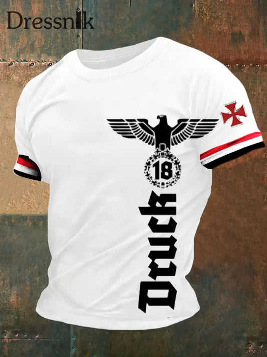 Herren T-Shirt mit deutschem Vintage-Kunstdruck lässig A / S