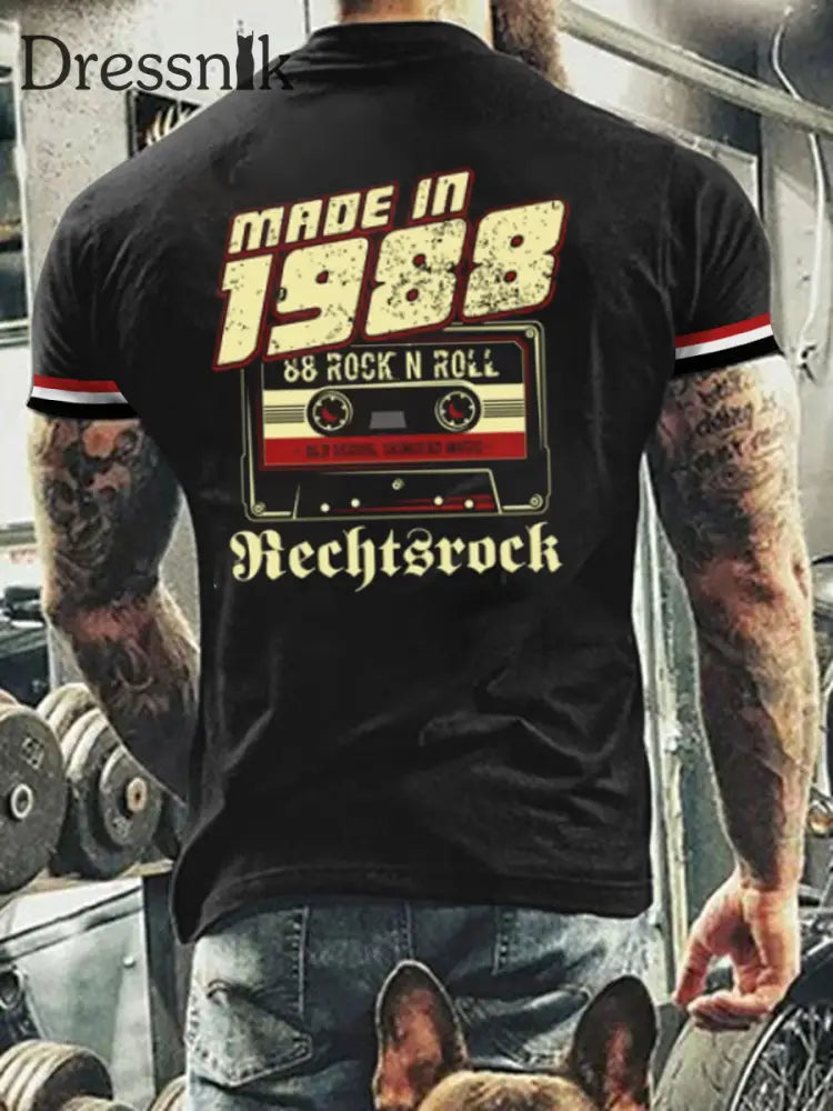 Herren T-Shirt mit deutschem Vintage-Kunstdruck lässig A / S