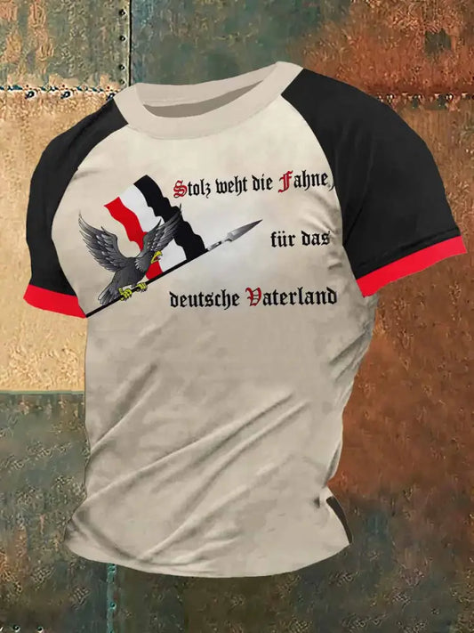 Herren T-Shirt mit deutscher Deklaration Vintage-Mode-Plunger-Kurzarm bunt / S