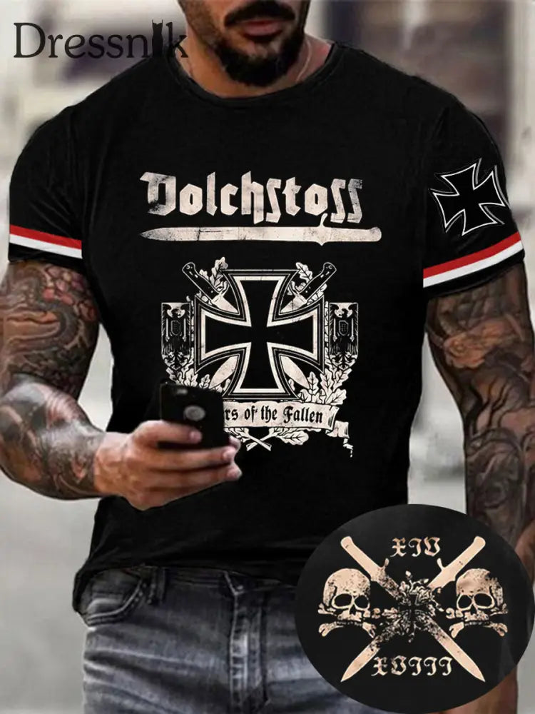 Herren-T-Shirt mit Eisernen Kreuz Schwarz / S
