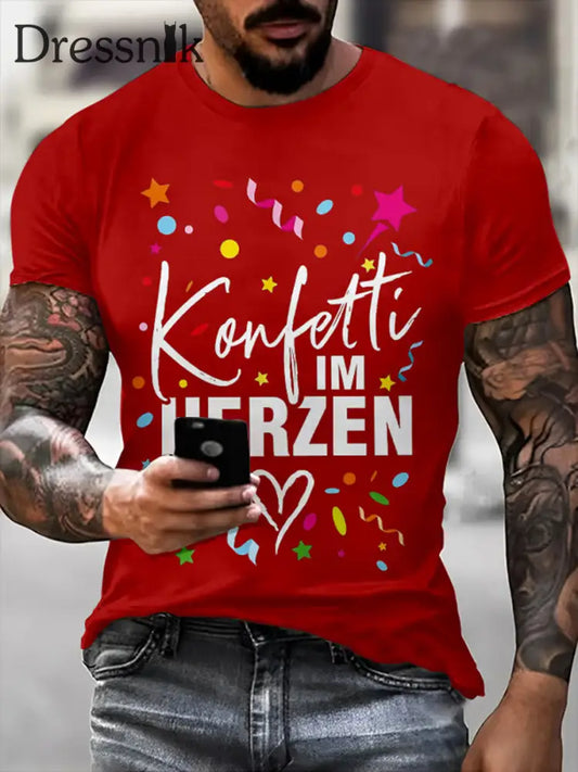 Herren-T-Shirt mit Kölner Karnevals druck reines Rot / S