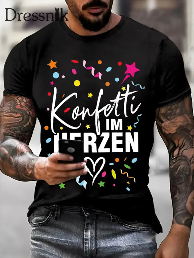 Herren-T-Shirt mit Kölner Karnevals druck Schwarz / S