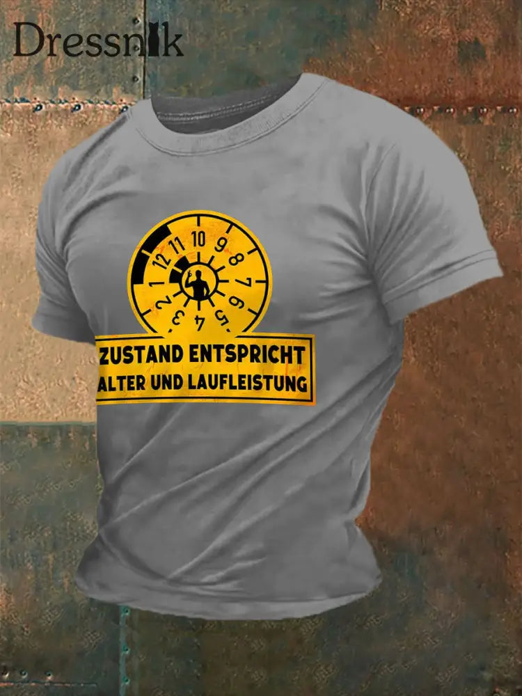 Herren-T-Shirt mit kurzen Ärmeln bedruckt Hellgrau / S