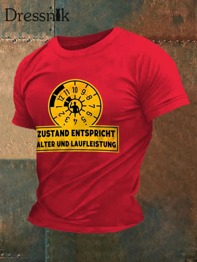 Herren-T-Shirt mit kurzen Ärmeln bedruckt Reines Rot / S