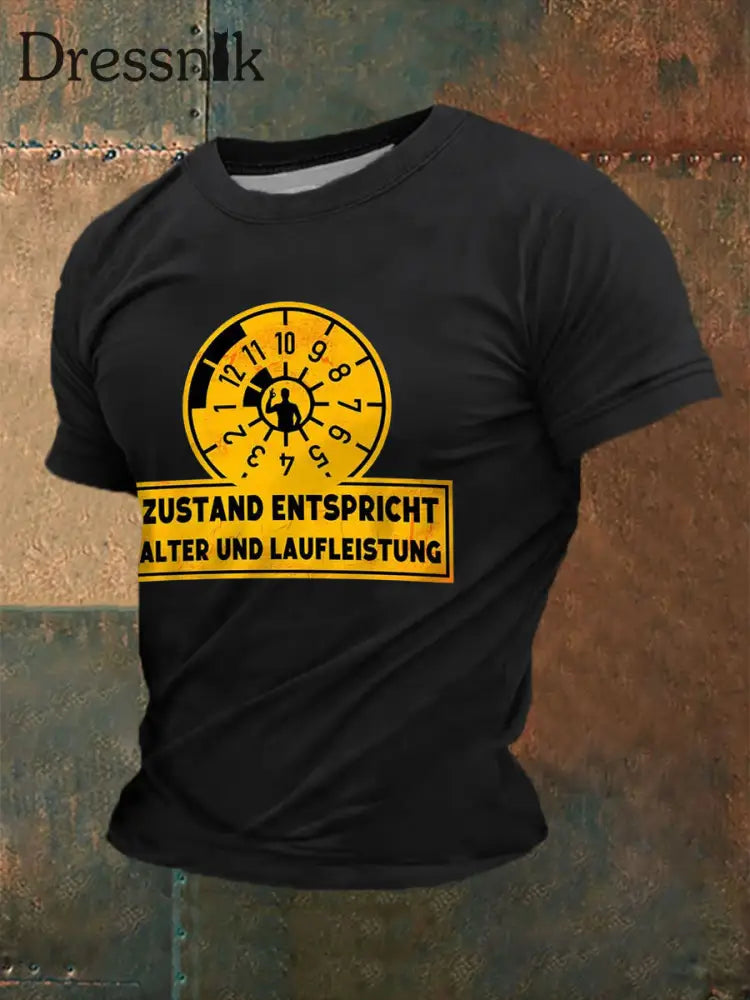 Herren-T-Shirt mit kurzen Ärmeln bedruckt Schwarz / S