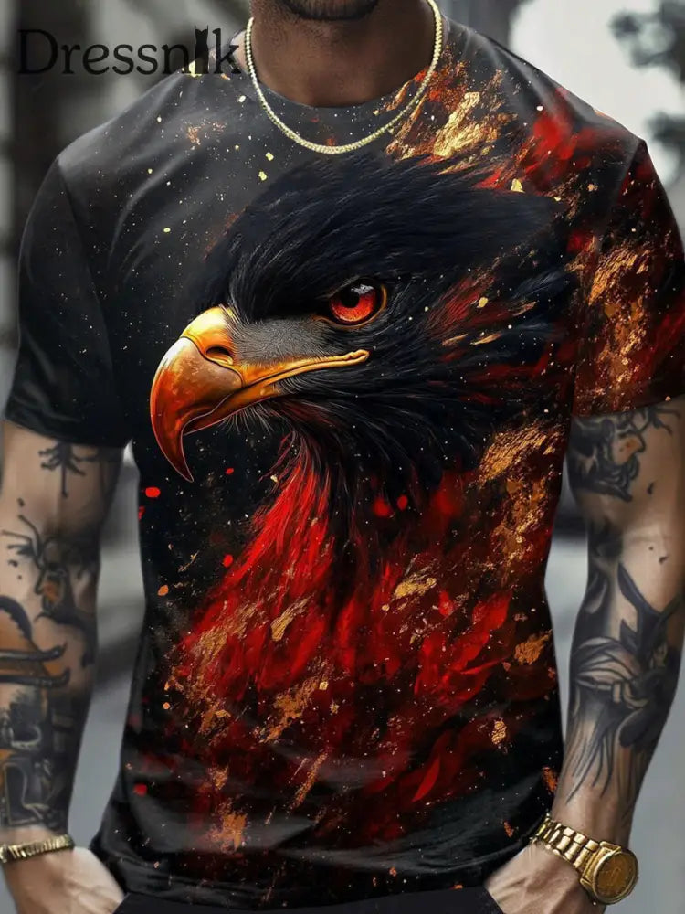 Herren T-Shirt mit kurzen Ärmeln deutscher Adler druck Schwarz / S