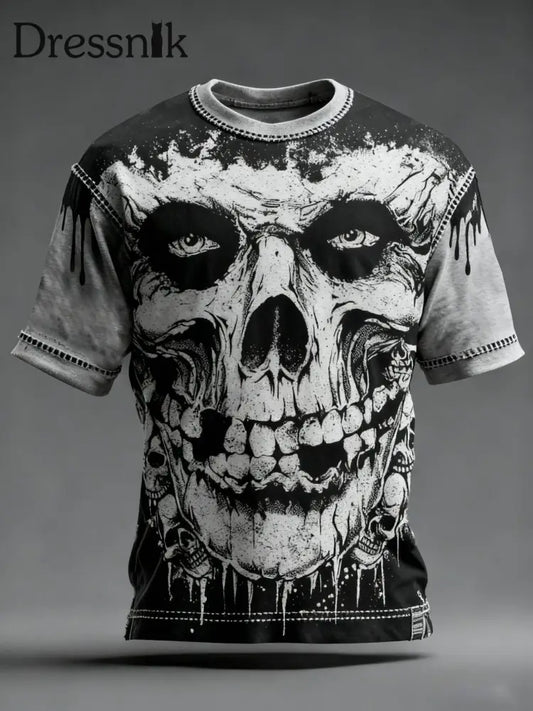 Herren T-Shirt mit Vintage-Schädel bedruckt A / S