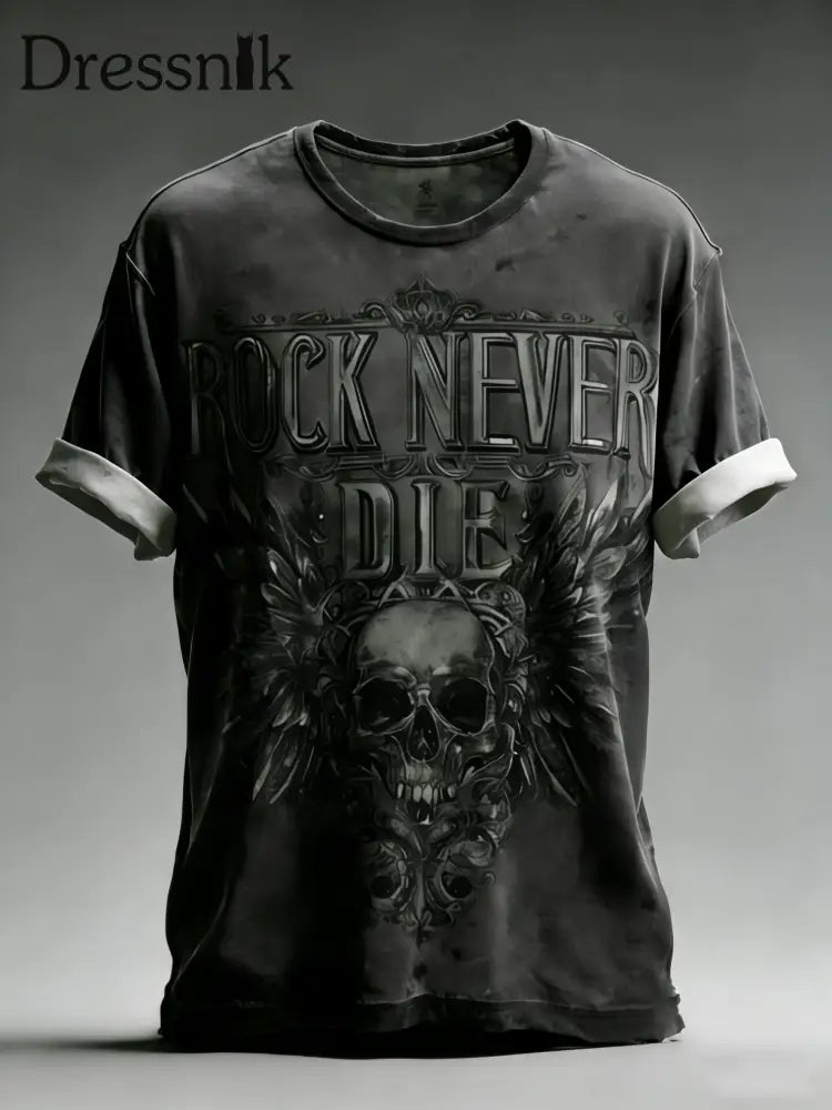 Herren T-Shirt mit Vintage-Schädel bedruckt Schwarz / S