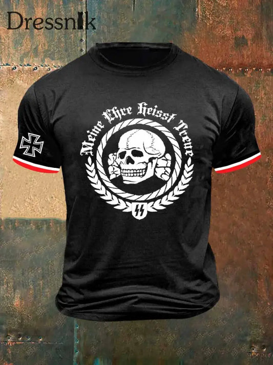 Herren T-Shirt mit weißem Vorherrschaft druck in Vintage-Mode Schwarz / S