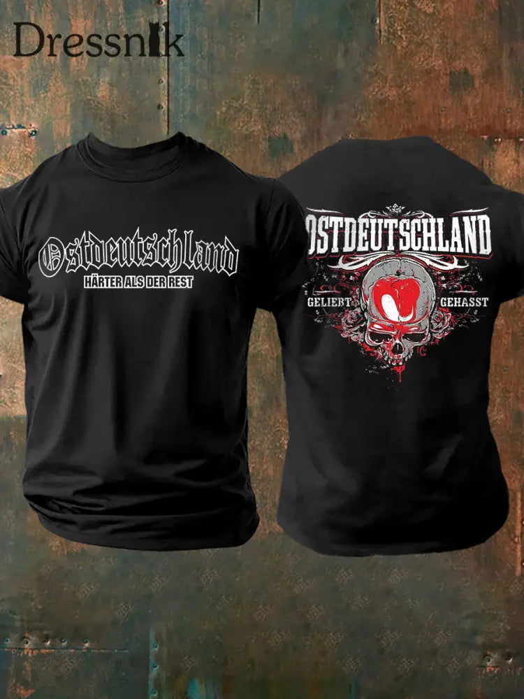 Herren-T-Shirt Ost deutschland mit Rücken druck Osten Geliebt Gehasst Schwarz / S