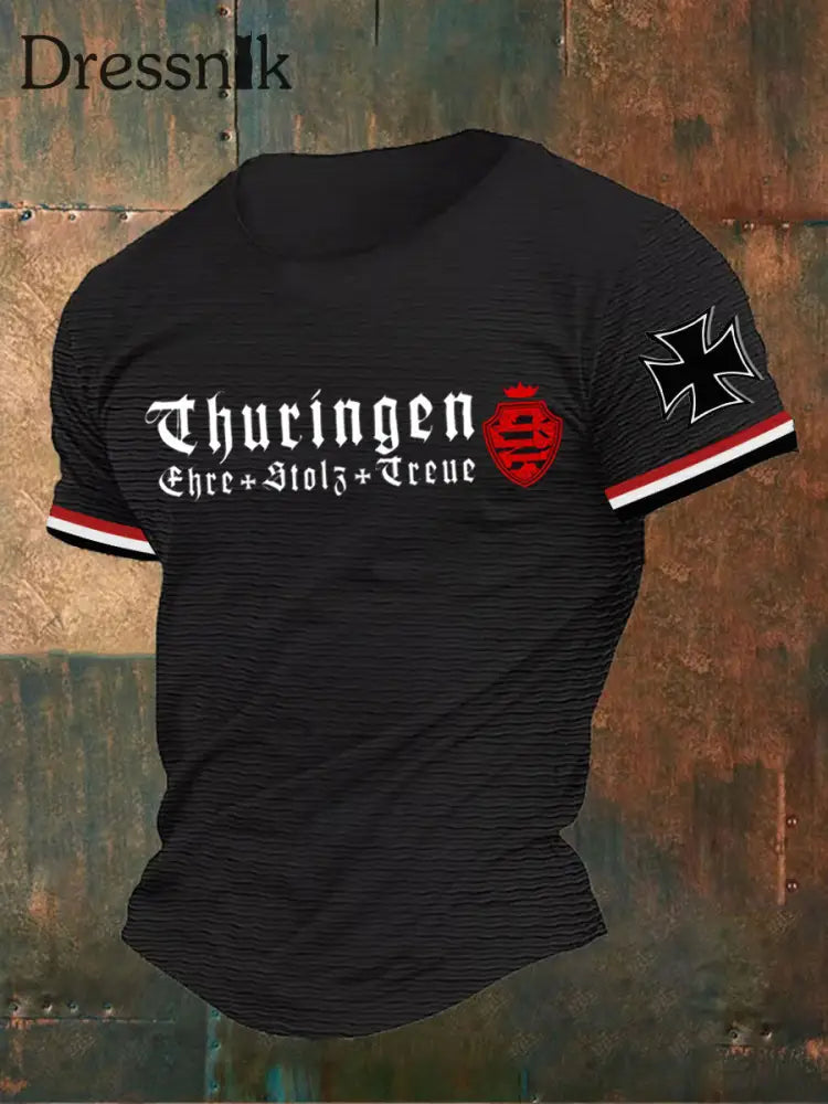 Herren-T-Shirt Thü ringen ehre stolz treu Schwarz / S
