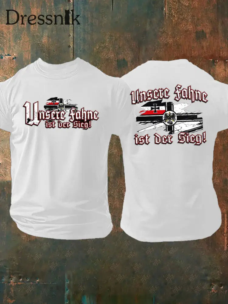 Herren-T-Shirt Unsere Fahne ist der Sieg Weiß / S