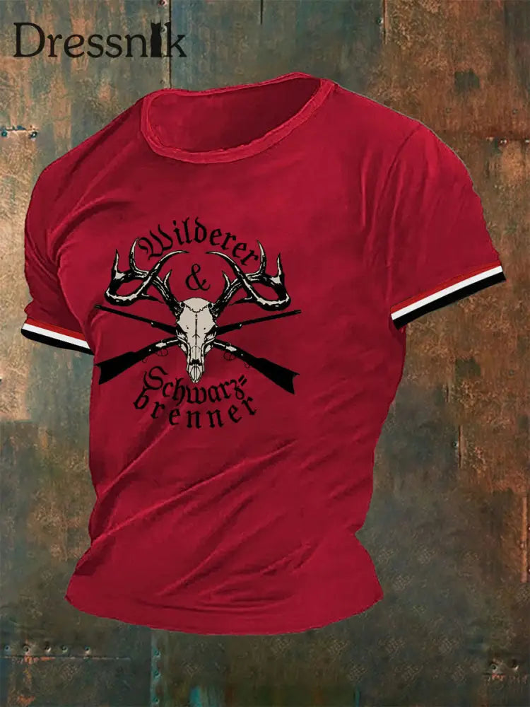 Herren-T-Shirt Wilderer Schwarz brenner Rot / S