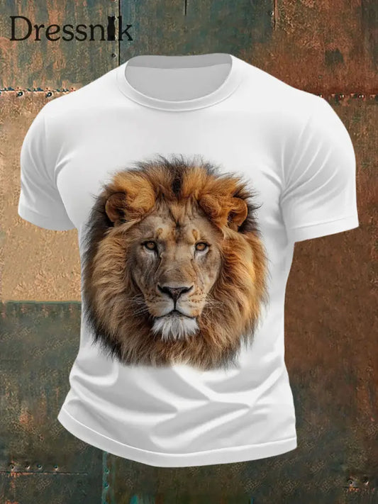 Herren-T-Shirts mit Fun-Print für Löwen gesicht Weiß / S