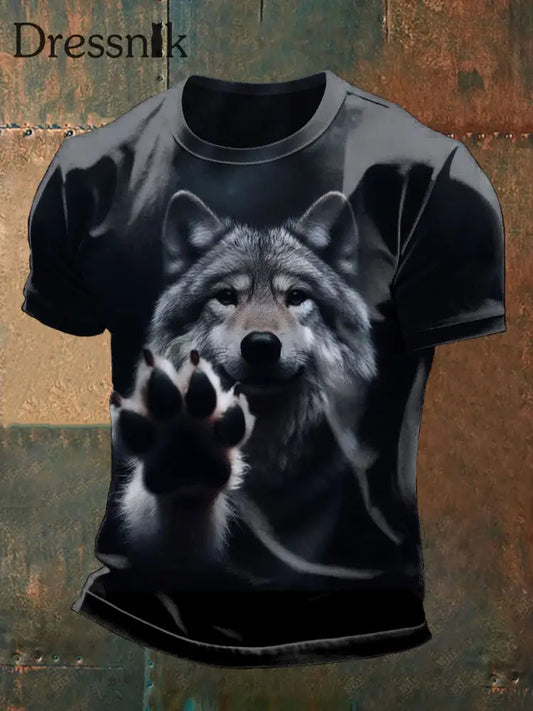 Herren-T-Shirts mit Wolfs druck Schwarz / S