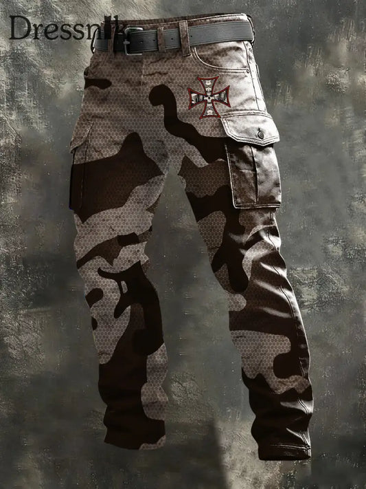 Herren Tactical Hex Camo Deutsche Kreuz Cargo hosen mehrfarbig / S