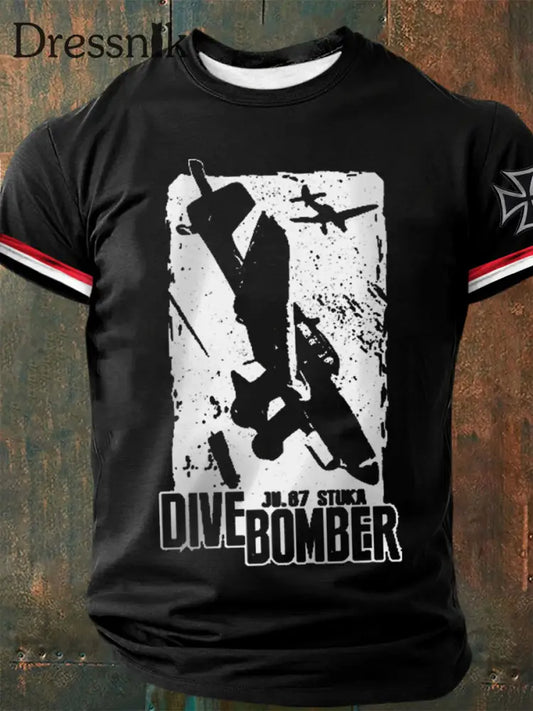 Herren-Tauch bomber bedrucktes Kurzarm-T-Shirt Schwarz / S