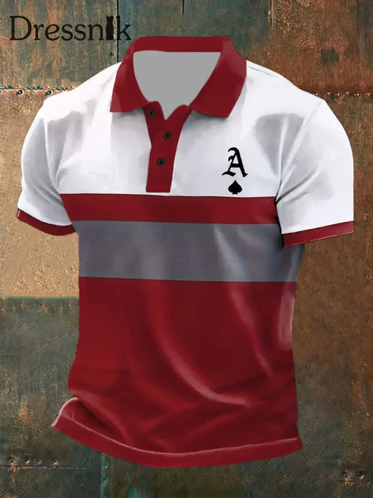 Herren Texas Hold’em Ace of Pides lässige Oberteile Rot / S