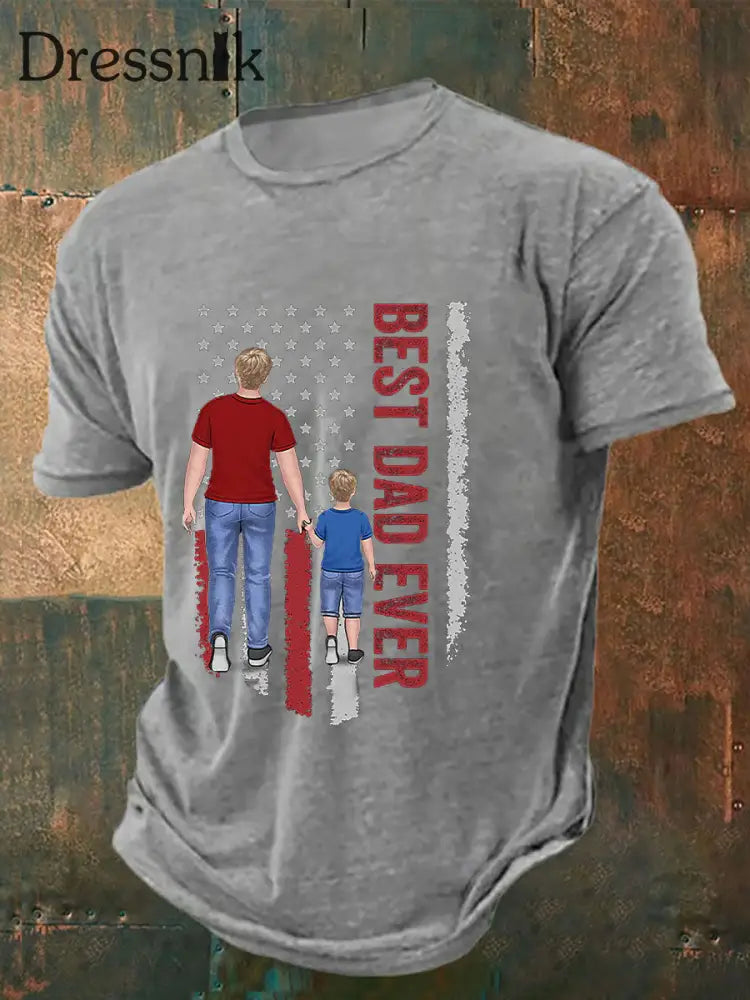 Herren Vatertag bedrucktes lässiges T-Shirt Hellgrau / S