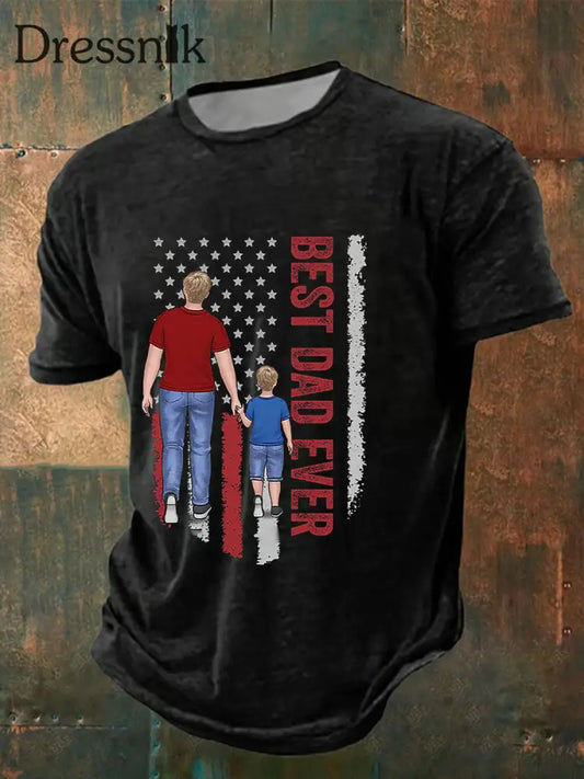 Herren Vatertag bedrucktes lässiges T-Shirt Schwarz / S