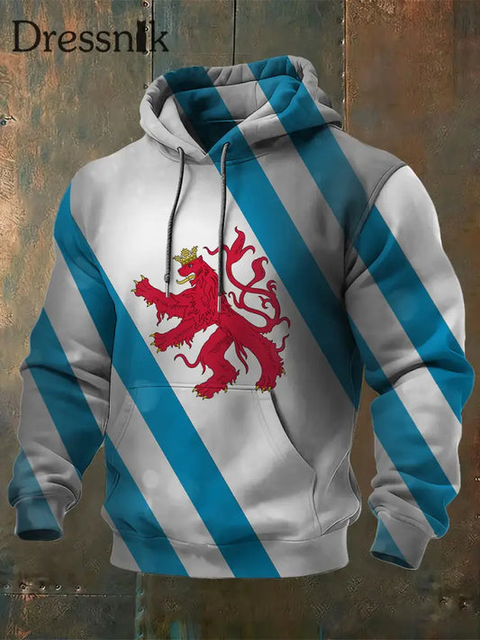 Herren Vibrant Luxemburg Lion Gestreifter Print Hoodie mehrfarbig / S