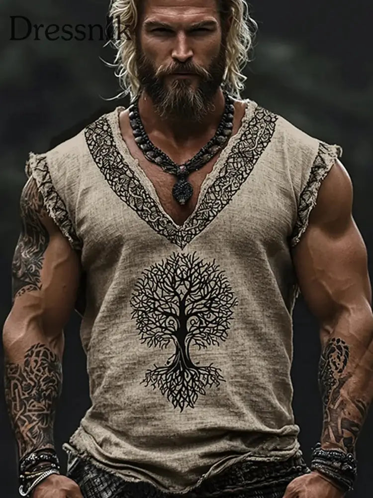 Herren Viking Baumwoll und Leinen westen Khaki / S