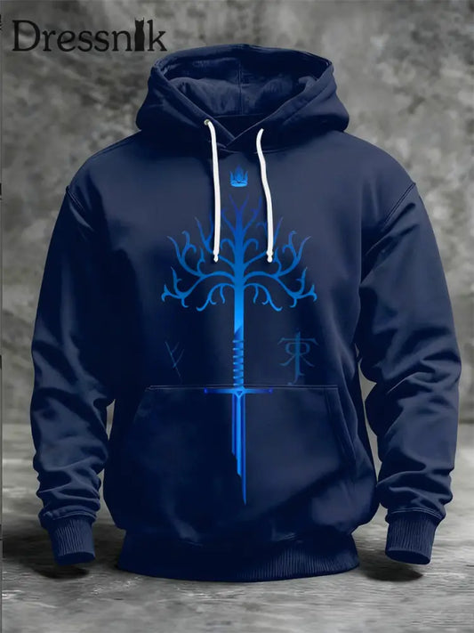 Herren Viking bedrucktes lang ärmel iges Kapuzen-Sweatshirt blau / S