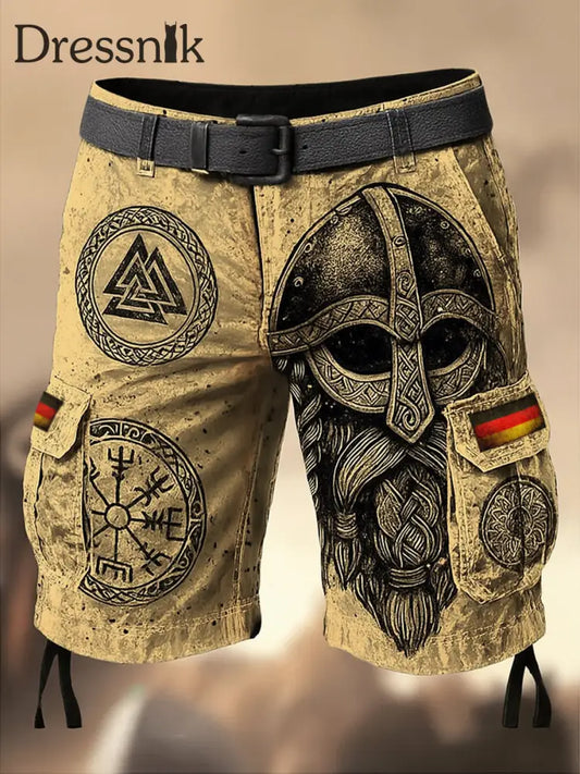 Herren Viking Deutschland Flagge bedruckte Textur Kordel zug Tasche Freizeit Cargo Shorts A / M