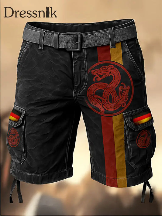 Herren Viking Deutschland Flagge bedruckte Textur Kordel zug Tasche Freizeit Cargo Shorts A / M