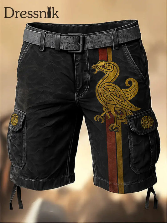 Herren Viking Deutschland Flagge bedruckte Textur Kordel zug Tasche Freizeit Cargo Shorts A / M
