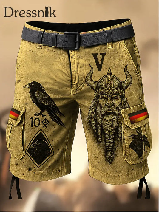 Herren Viking Deutschland Flagge bedruckte Textur Kordel zug Tasche Freizeit Cargo Shorts A / M