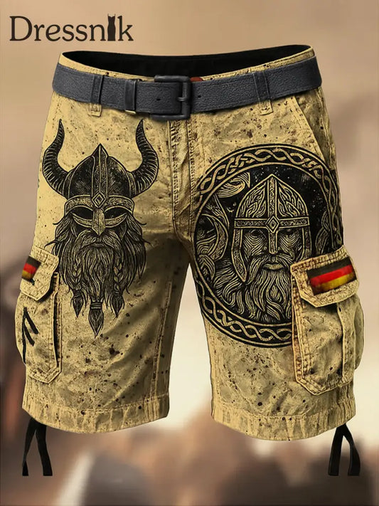 Herren Viking Deutschland Flagge bedruckte Textur Kordel zug Tasche Freizeit Cargo Shorts A / S