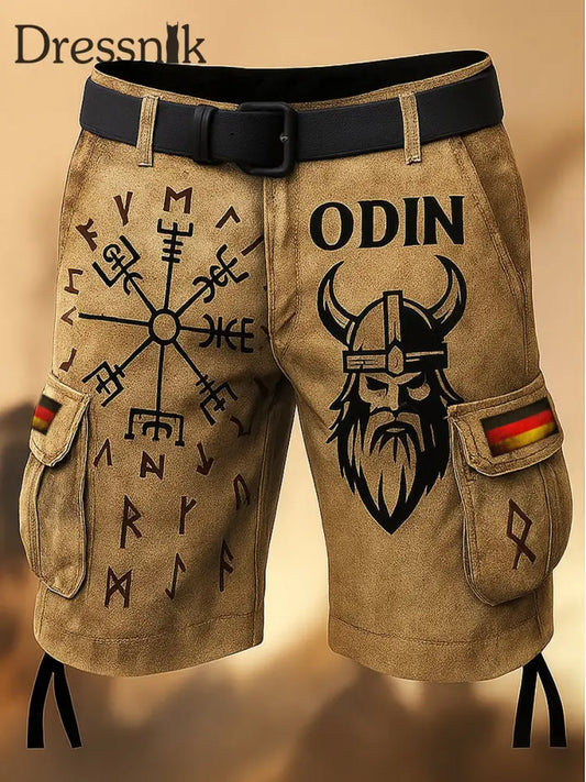 Herren Viking Deutschland Flagge bedruckte Textur Kordel zug Tasche Freizeit Cargo Shorts A / S