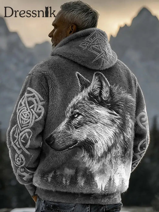 Herren Viking Flanell Hoodie Grau / S